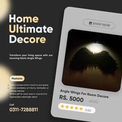 Home Decore Wall Fabric Angle Wings