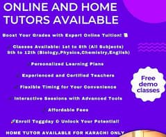 Tutor available for class 6-12