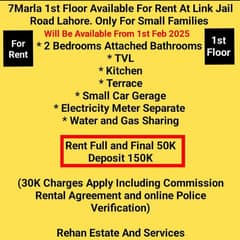 7 Marla 1st Floor Available For Rent Link Jail Road Lahore