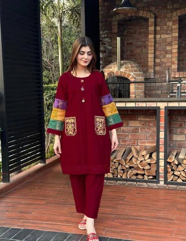 2pc Stitched embroidered dress for women 1