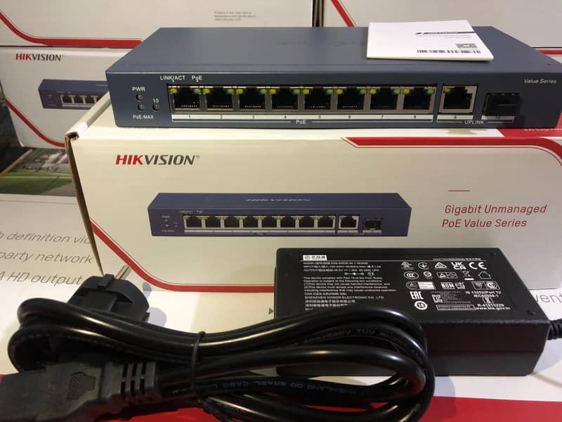 Hikvision-DS-3E0510P-E/M 8 Port Gigabit Unmanaged POE Switch)Brand New 5