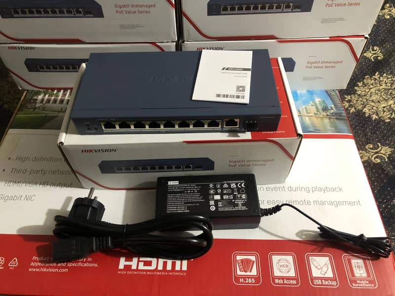 Hikvision-DS-3E0510P-E/M 8 Port Gigabit Unmanaged POE Switch)Brand New 7