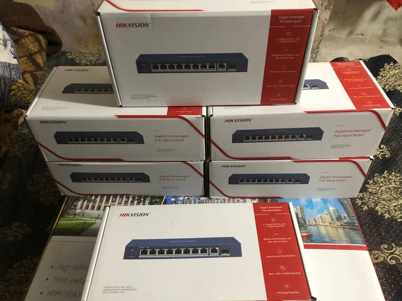 Hikvision-DS-3E0510P-E/M 8 Port Gigabit Unmanaged POE Switch)Brand New 8