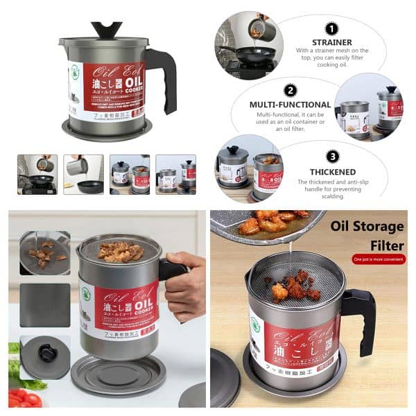 Fryer Oil Filter Pot Carbon Steel Oilcan With Stainless Steel 5