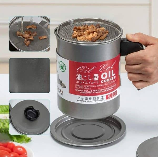 Fryer Oil Filter Pot Carbon Steel Oilcan With Stainless Steel 8