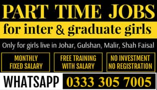 Part Time Jobs for Females live in Gulshan, Johar, Malir, Shah Faisal