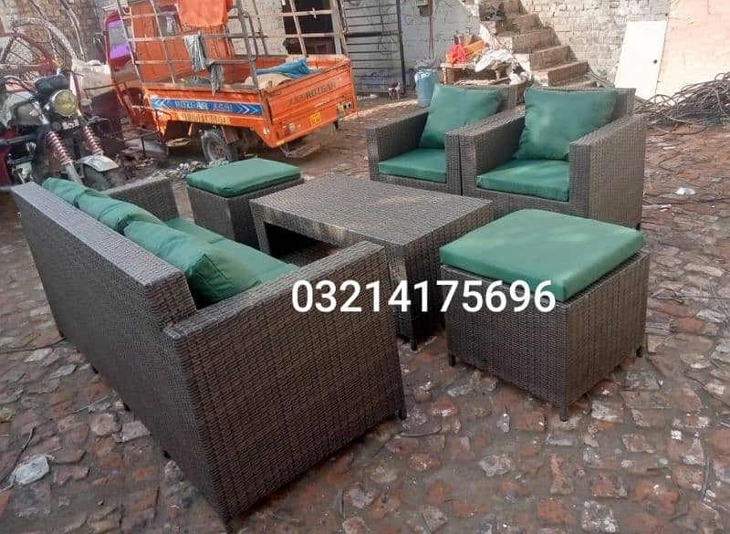 OUTDOOR GARDEN RATTAN UPVC FURNITURE SOFA SET CHAIRS TABLE UMBRELLA 10