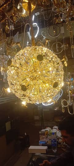 Hanging chandelier | Crystal Fanoos | Rod iron fanoos