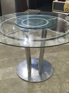 Dining Table/ Furniture/ Stainless Steel Table/ Portable/ Glass Table/