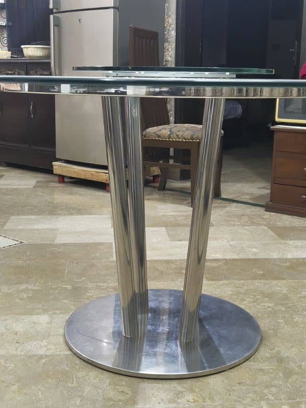 Dining Table/ Furniture/ Stainless Steel Table/ Portable/ Glass Table/ 1