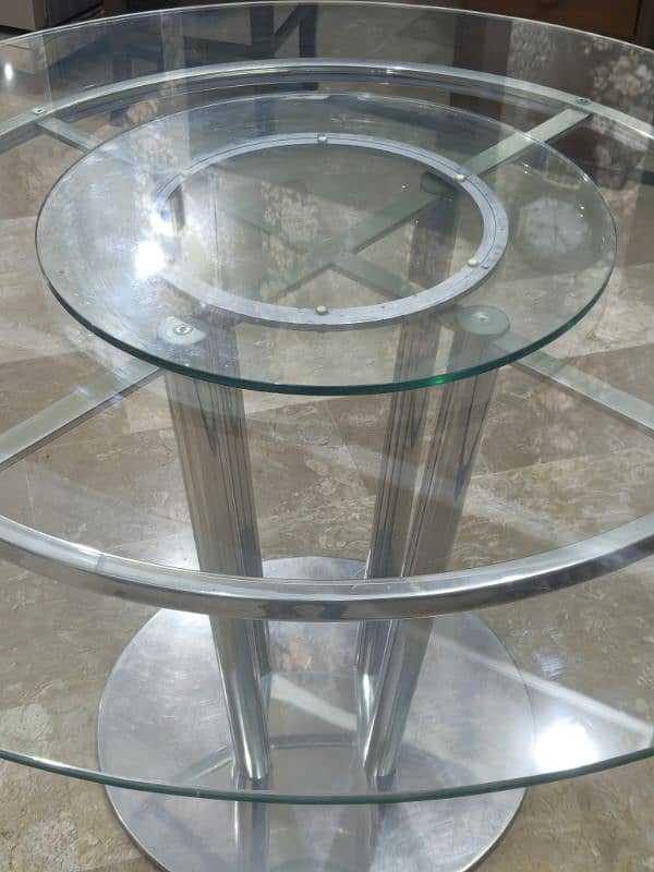 Dining Table/ Furniture/ Stainless Steel Table/ Portable/ Glass Table/ 2