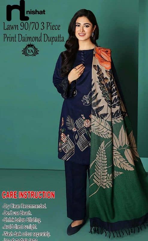 Unstiched 3pcs Embroidered Lawn Suit 0