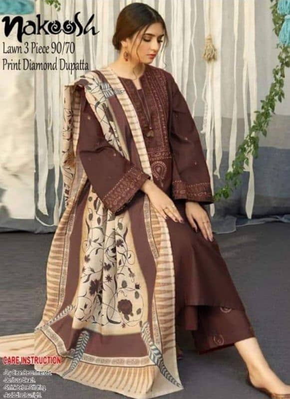 Unstiched 3pcs Embroidered Lawn Suit 6