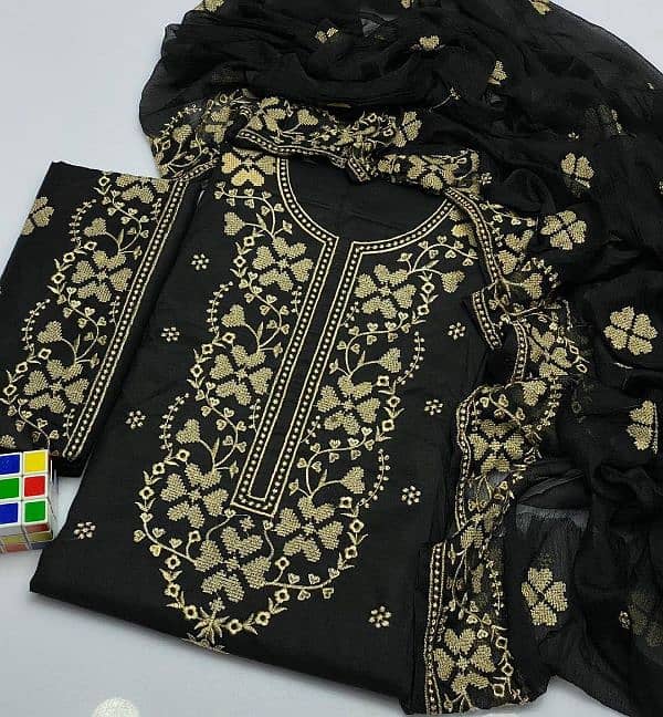 Unstiched 3pcs Embroidered Lawn Suit 16