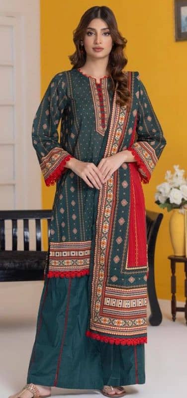 Unstiched 3pcs Embroidered Lawn Suit 19