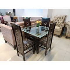 Dining Table Four seaters in Sheesham Wood with Comfortable Chairs.