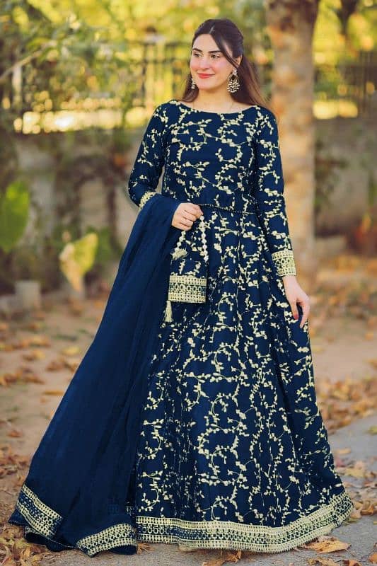 Stunning Embroidered lehenga - 4 PCs in Blue   Free Delivery 0