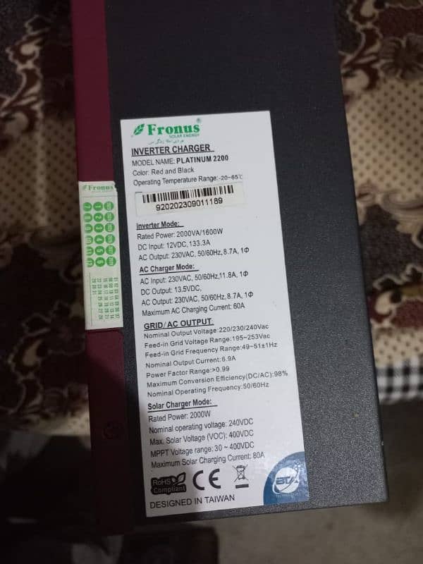 Fronus PV2200 new condition 1 year use. 1