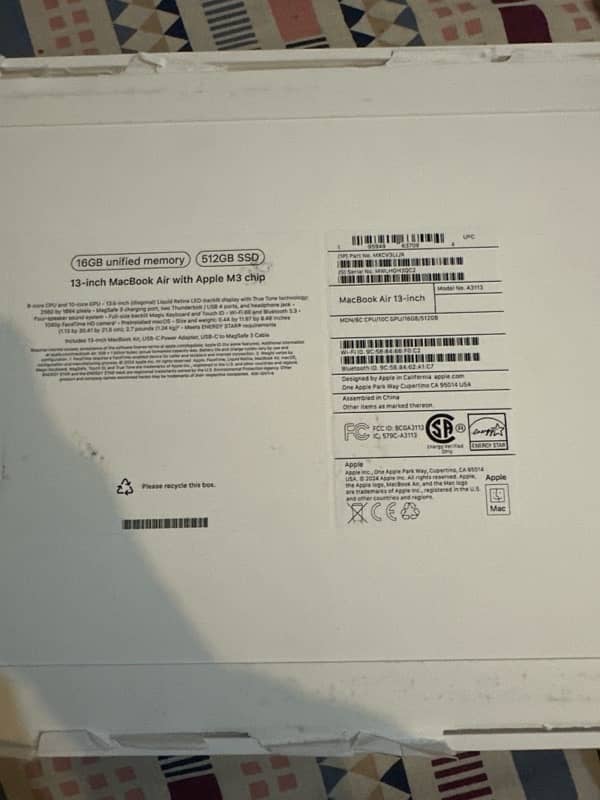 macbook air M3 16/512 2