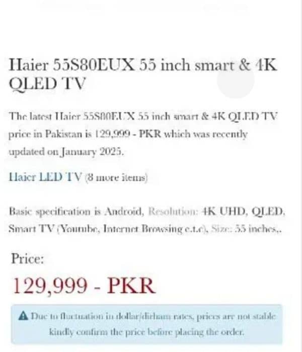 Haier Q led S80 Model Brand New Box Packed 1