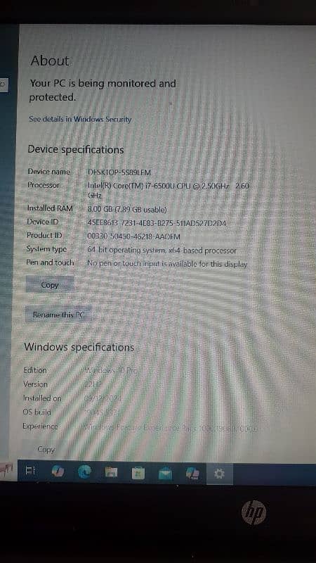 Hp 250 G5 core i7 3