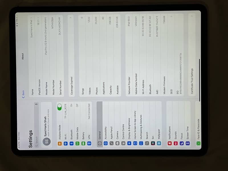 Apple Ipad Pro 2018 / 256gb / 3rd Gen / Generation 9