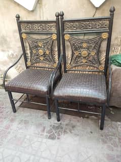 iron sofa set with leather pooshih