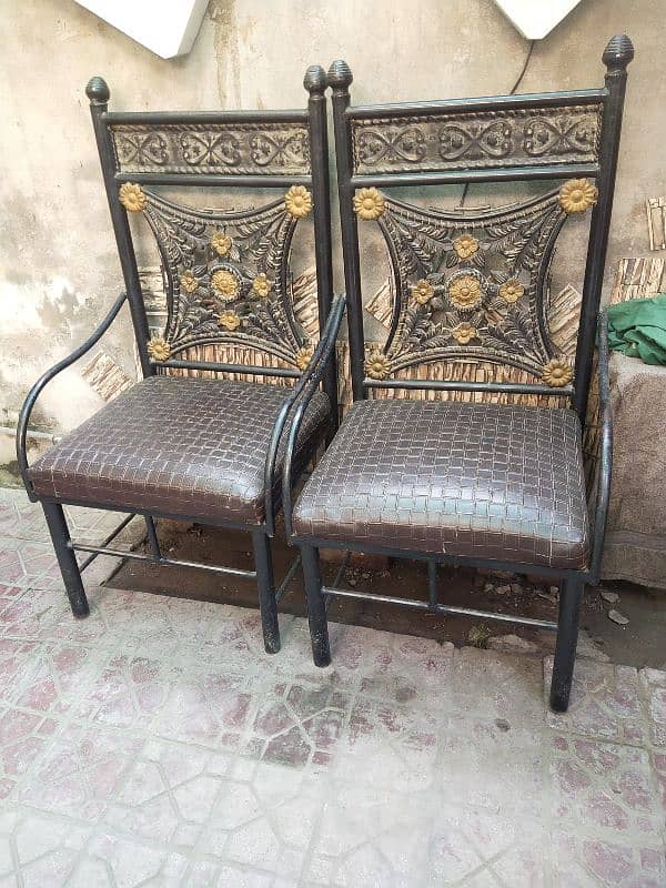 iron sofa set with leather pooshih 0