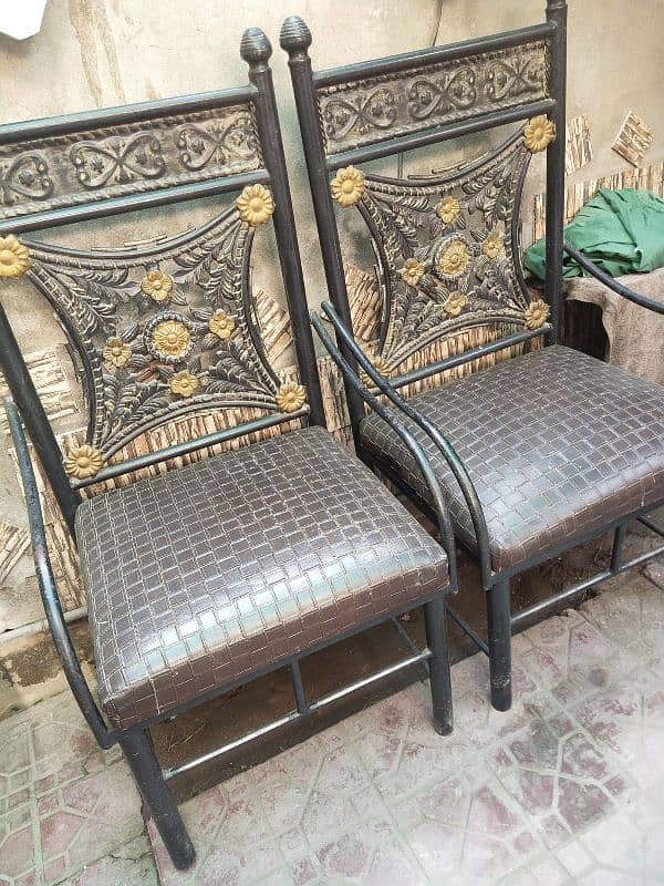 iron sofa set with leather pooshih 2