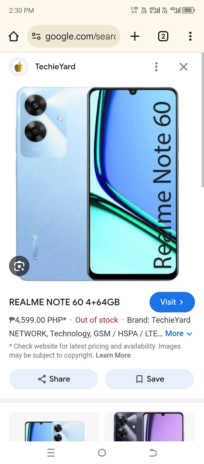 Realme note 60 4/128 1