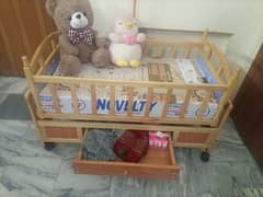 Baby Cot and swing (including Mattress) with wheels and drawer