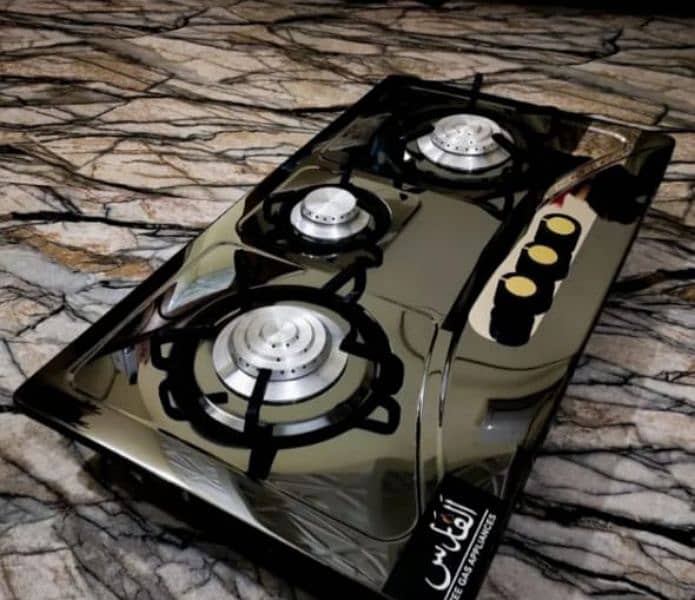 zee3 burner stainless steel hob stove with heat protector 0