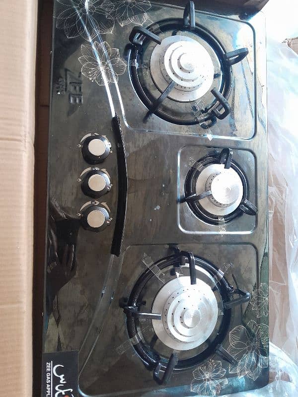 zee3 burner stainless steel hob stove with heat protector 2