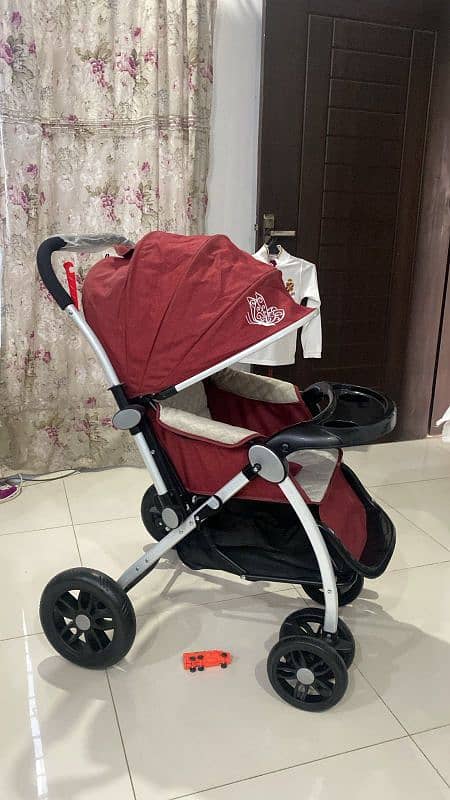 butterfly Pram in mehrun/red color - Unisex Stroller Pram 5