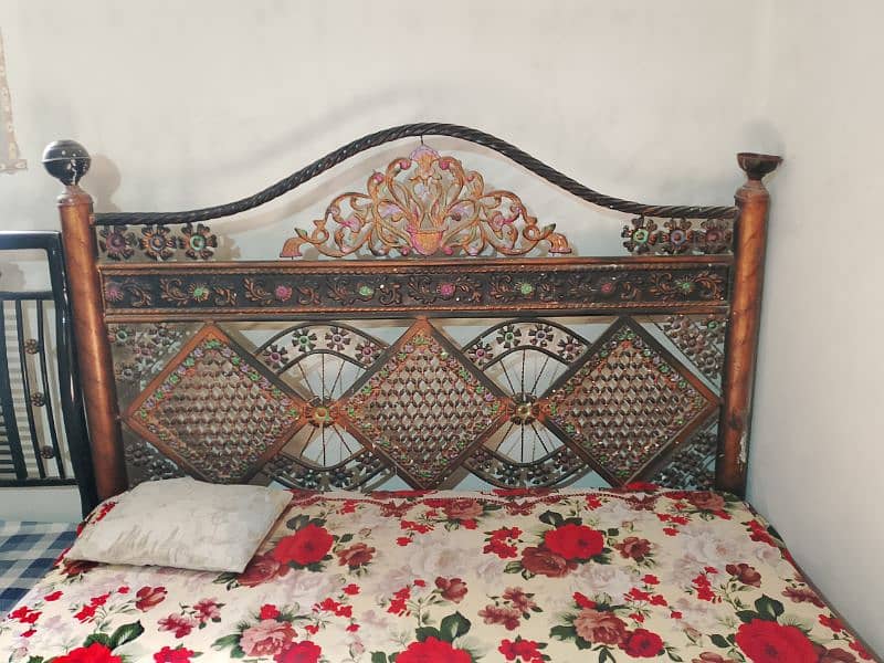 Iron king bed with mattress whatapp 03432537880 0