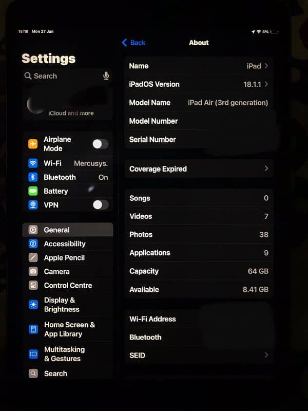 iPad air 3rd Gen WiFi Model 1