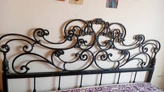 King size wrought iron bed with mattress and side tables