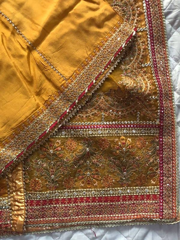 3pcs Mustard long shirt with plazo trouser and heavy dupatta 1