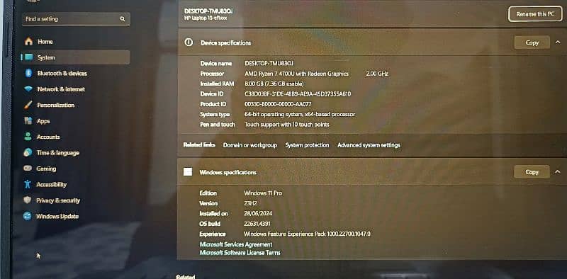 Hp 15 (Ryzen 7) 9