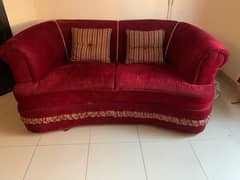 2 Seater Red Design Sofa along with 2 Cushions