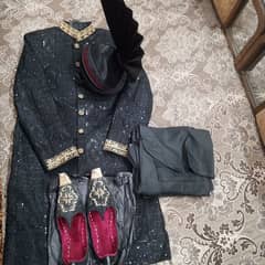 Sherwani with khussa, kulla and inner suit