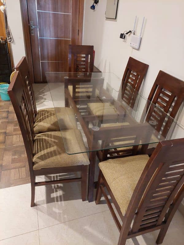 Sale of dining table with 6 chairs and one centre and 2 side tables 9