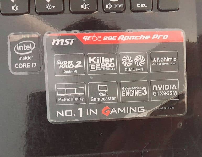 MSI GE62 2QE Apache Pro i7-6700HQ 16GB RAM NVME-128GB 500GB HDD 4