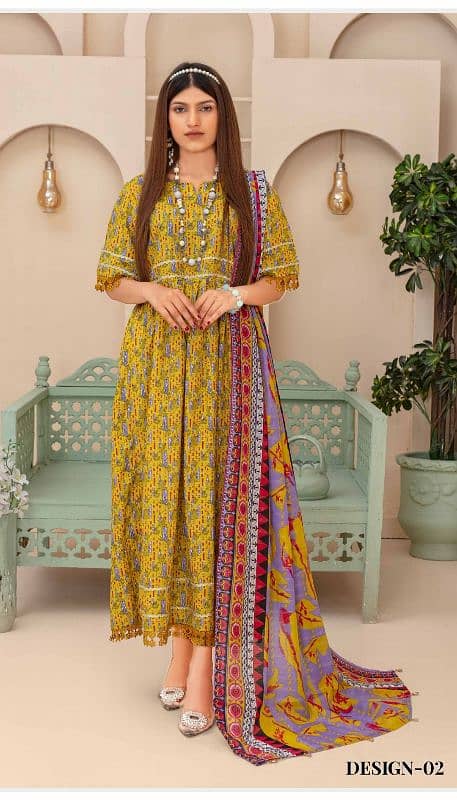 Zari lawn original 3pcs suits lady suits 5