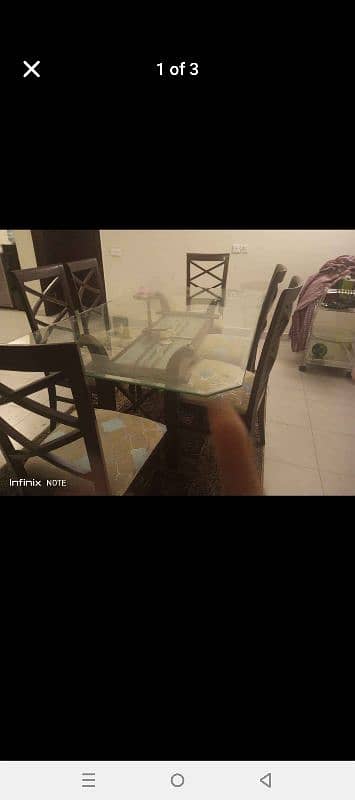 dining table with wooden chairs in good condition 0