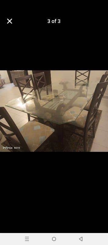 dining table with wooden chairs in good condition 2