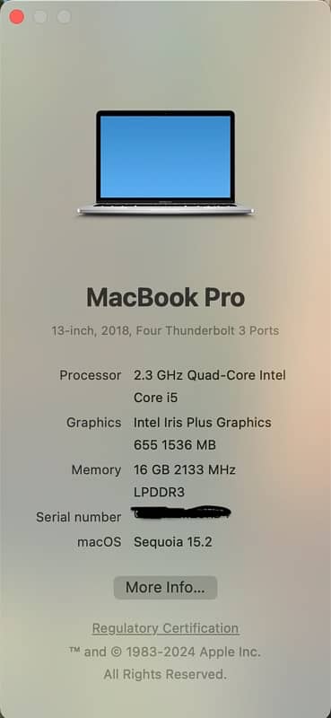 Macbook Pro 2018 i5 16GB 256GB 1