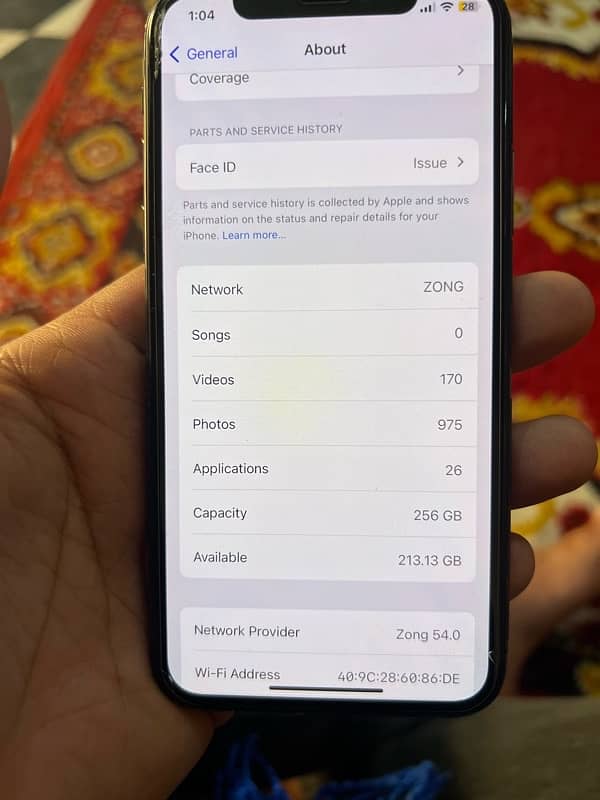 iphone X 256GB face id disable 4