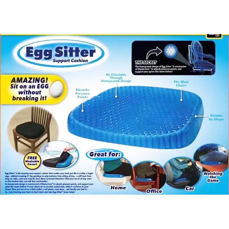 Egg Sitter Seat Cushion, Non-Slip Cover, Breathable Honeycomb Design. 1