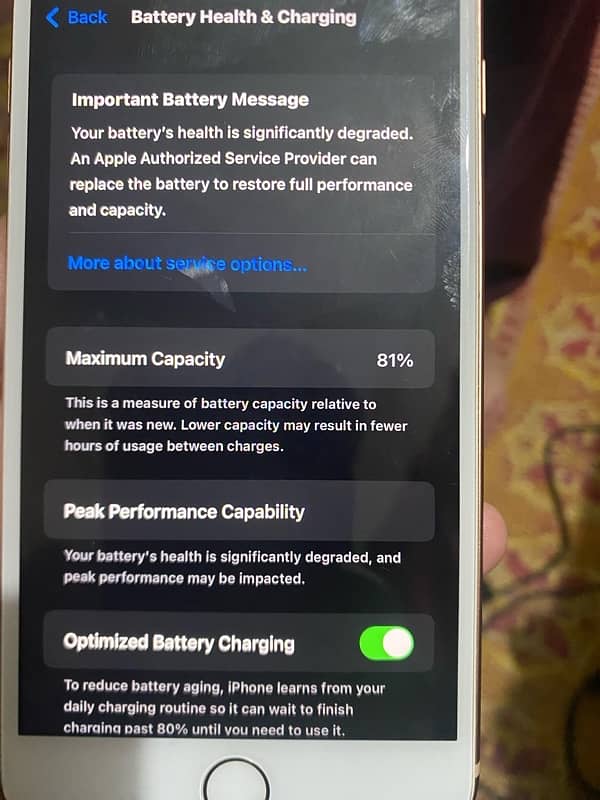 iPhone 8plus 81 battery health back crack any thing ok 4